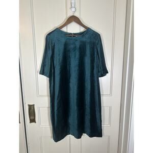 J. Jill Velvet Knee Length Shift Dress Womens Size Large Green Classic NWT